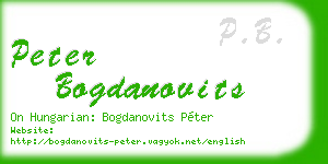 peter bogdanovits business card